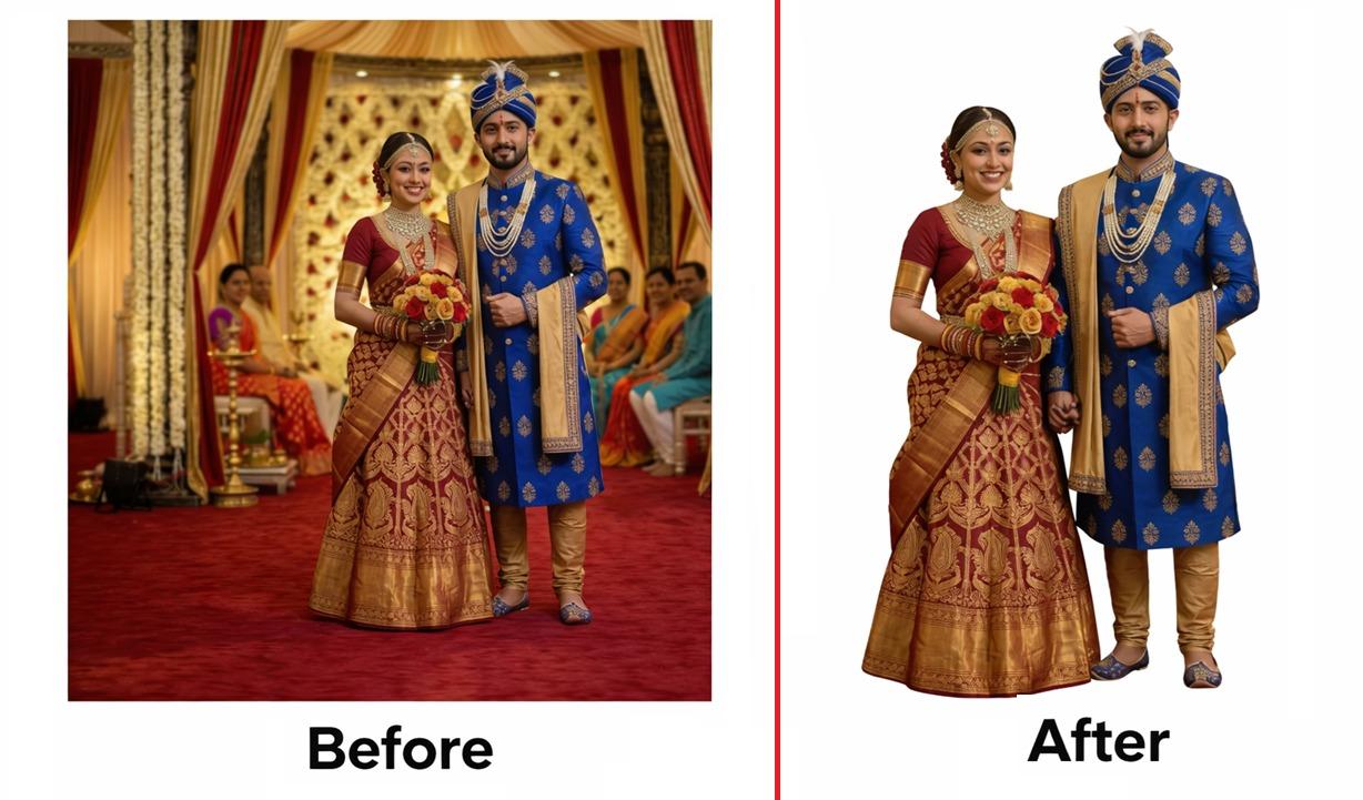 AI background removal before and after example